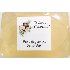 Handmade “I Love Coconut” Fragrance Free Glycerine Soap Bar                         